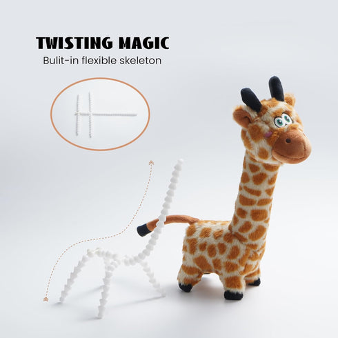 Nocciola Twistable Giraffe Dog Toy, Stuffed Plush Toy for Small Medium Breeds, Interactive Tug of War Toy