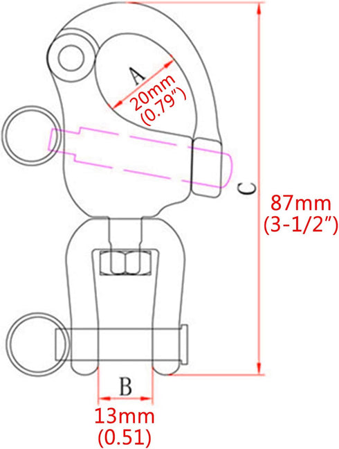 NRC&XRC Pair Jaw Swivel Snap Shackle, 316 Stainless Steel for Sailboat Spinnaker Halyard