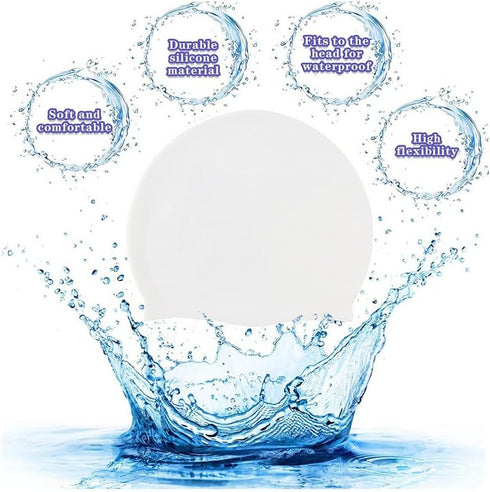 Swim Cap, Pure White Silicone Hat for Men Women with Short Hair