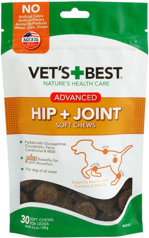 Vet's Best Hip & Joint Soft Chew Dog Supplements - Glucosamine & Chondroitin for Joint Health - 30 Day Supply