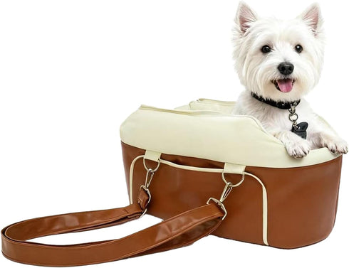TBQA Portable Pet Travel Carrier, Small Dog Bed with Tether, Center Console Dog