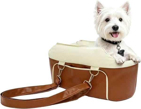 TBQA Portable Pet Travel Carrier, Small Dog Bed with Tether, Center Console Dog