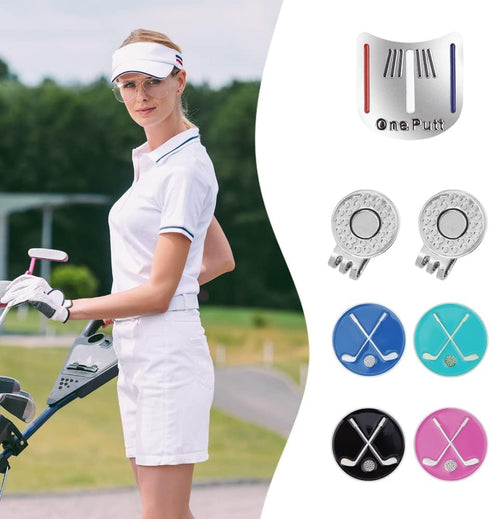 Golf Ball Markers with Metal Magnetic Hat Clips, 2Pcs Funny Golf Ball Marker Hat Clip, Golf Accessories for Men