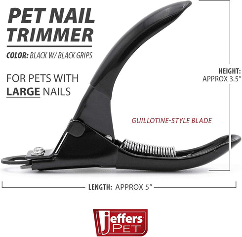 Trimmer Jeffers Pet Nail Large Hole Black Guillotine Clippers for Dog, Cat, Puppy & Small Animal Grooming Stainless