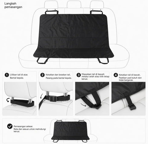 100% 600D Hammock Dog Car Seat Cover for Pets - Waterproof Oxford Heavy Duty Style Scratch Proof Non Slip Back Seat