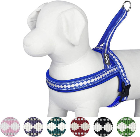 Blueberry Pet 3M Reflective Jacquard Padded Dog Harness, 21.5" - 27.5" Chest Girth, Palace Blue, S/M