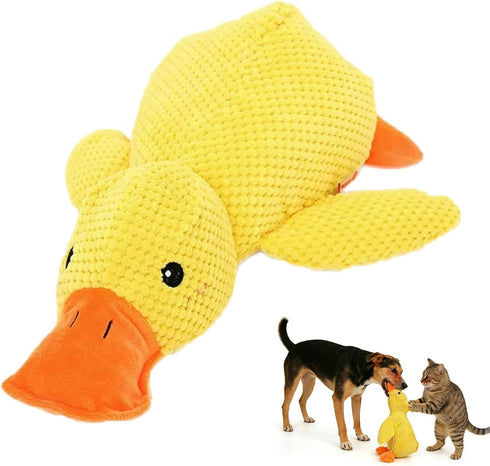 Qbustv Yellow Duck Dog Toy - Large Plush Stuffed Animal Chew Toy for