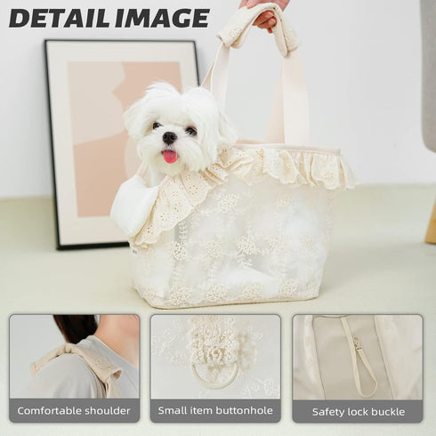 Puppy Carrier Dog Walking Bags, Mini for Dog, Cat, Rabbit, Small up to 5.5 lbs, Beige