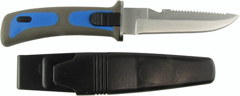 Treasure Gurus Stainless Steel Blue Dive Knife with Sheath, Arm or Leg Straps and Line Cutter