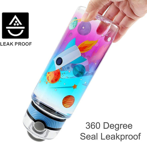 Home Tune 23oz Kids Water Bottle for School Boys, BPA FREE Tritan, Leak Proof Flip Top Lid, Carry Handle - Rocket.