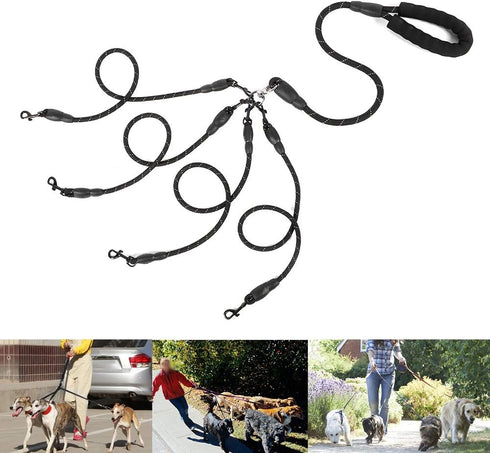 4 Way Dog Leash, 4 in 1 Traction Rope for Dogs Cats Outdoor Walking for Medium Large Dogs