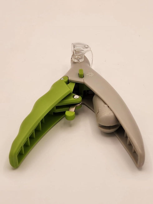 Illuminated LED Pet Nail Clipper with Claws Trapper, Green, Grey