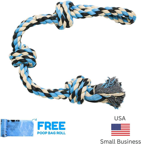 XL Dog Rope Toy for Aggressive Chewers - Nearly Indestructible, Durable Dog Toys for Large Dogs, Blue