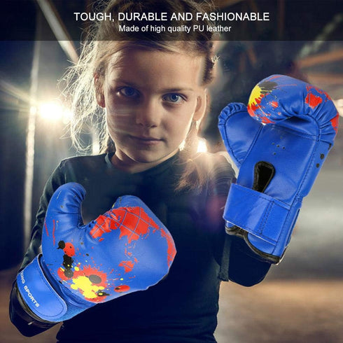 Kids Boxing Gloves, Children Cartoon MMA Sparring Gloves PU Leather Boxing Training Gloves for Kids Aged 2-11 Years Old(Blue) Children'S Sports Equipment Supplies by Bnineteenteam