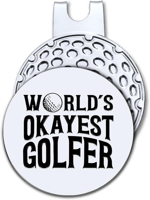 World's Okayest Golfer Golf Ball Marker with Magnetic Hat Clip, Funny Golf Accessories for Men Women