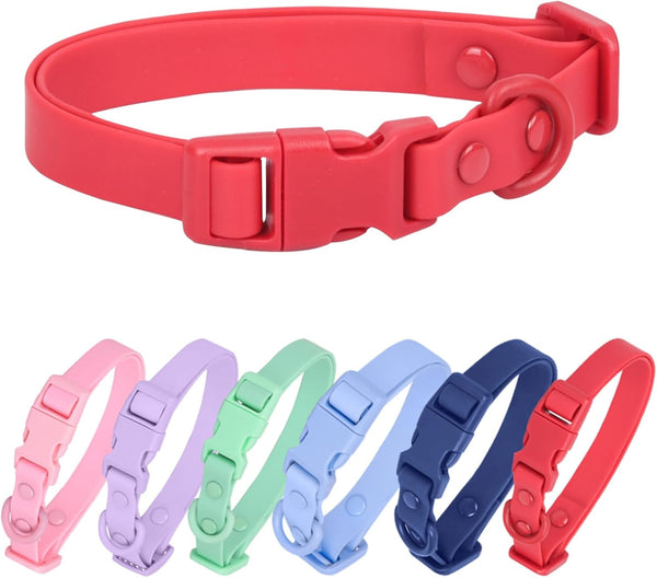 Waterproof Soft Rubber Dog Collar with Safety Buckle, Adjustable for Small Medium Large Dogs