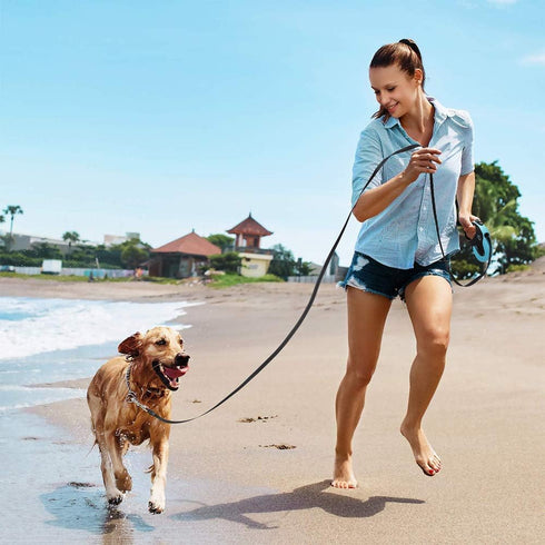 Upgraded Retractable Dog Leash, 360° Tangle-Free Walking Leash for Dogs up to 33lbs, 16.5ft Reflective Nylon