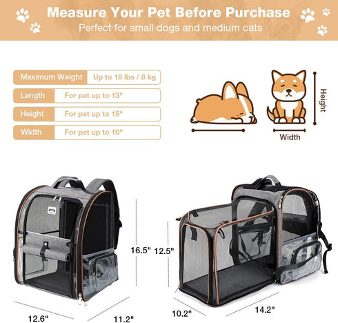 Backpack Backpack Backpack 18lbs Clear Pet Expandable Cat Carrier Pet Carrier for Small Medium Dogs Cats fit up