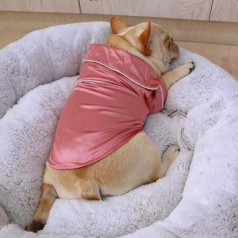 Lifeunion Small Cats Dogs Pajamas, Soft Silk Lapel Sleepwear Shirt, Medium, Pink