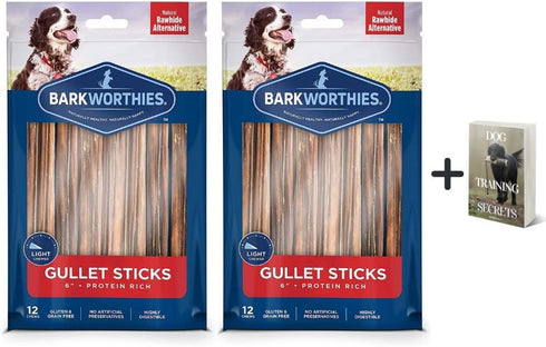 Barkworthies Beef Gullet Sticks - 2 pk of 12 - Natural, Chewy, Grain