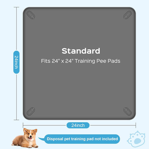 Wuquperf 24" 24" 4 x Dog Pee Pad Holder, Silicone Puppy Potty Pad Tray with Built-in Magnetic Clamps Non-Slip Dog