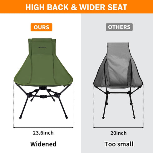 AYAMAYA Ultralight Folding Camping Chair - High Back with Sturdy Aluminum Frame