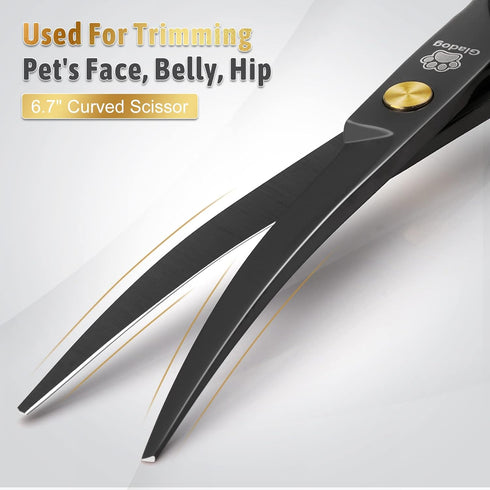 5 1 Dog Grooming Scissors Kit with Safety Round Tips, GLADOG Professional in Grooming Scissors for Dog