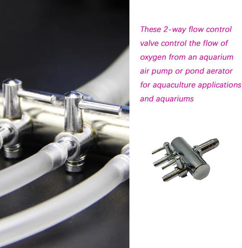 4 Pcs 2-Way Aquarium Air Splitter, Stainless Steel Pump Lever Flow Control Valve for Fish Tank