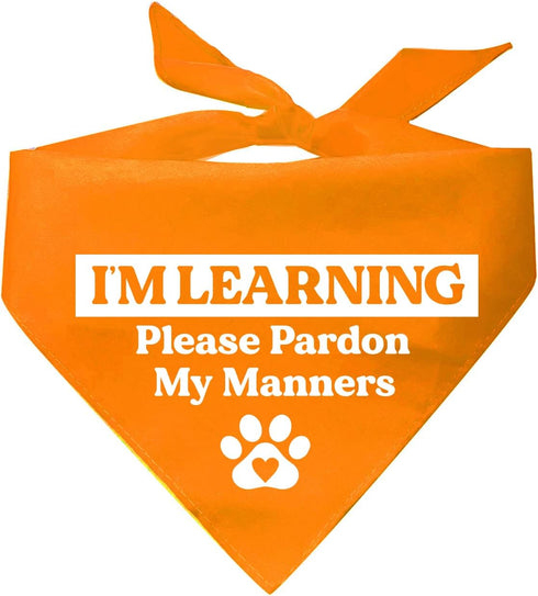 I’m Learning Please Pardon My Manners Dog Bandana (Assorted Colors)