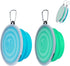 SLSON Dog Bowls Pet Collapsible Bowl with Cover Lids, 2 Pack, Light Blue and Green, Large