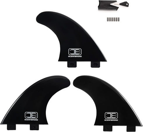 OCEANBROAD Surfboard Fin Thruster, 3 Fins for FCS-Based Future-Based Fin Box with Screws Wax Comb Key