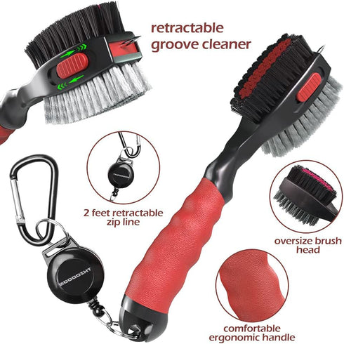THIODOON 2 Pack Golf Club Brushes and Groove Cleaner, Oversized Brush Head with Magnetic Keychain, Comfortable Grip