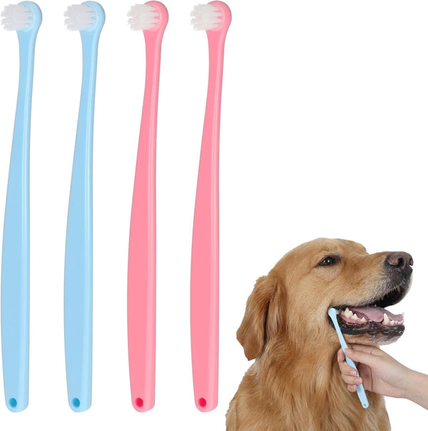 Josojoou 4PCS Small Dog Toothbrush, Mini Head Soft Pet Toothbrush, Ergonomic Cat Tooth