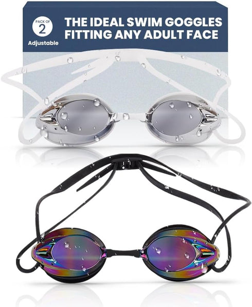 The Friendly Swede Swim Goggles - Anti Fog Swimming Goggles with Nose Pieces & Case