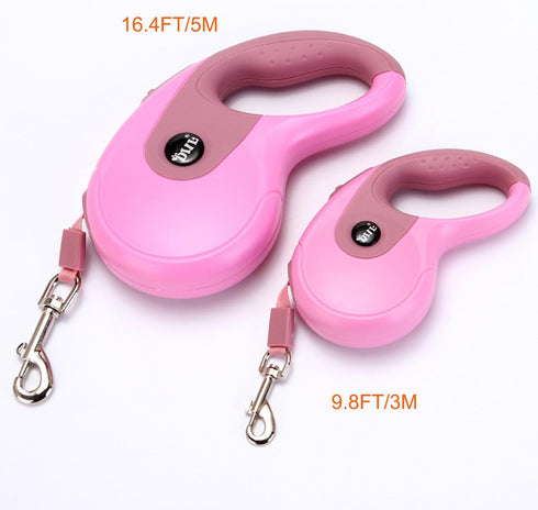 Retractable Dog Leash, 9.8FT for Small Medium Dog Up to 45lbs, One-Handed Brake, Pause, Lock, Anti-Slip Handle, Pink 3M