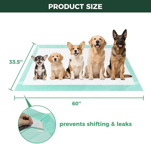 60x33.5 inch 20 Count, 5 32" 6/8 FXW XXL Puppy Pee Pads for Dogs Layer Super Absorbent & Leak Proof-Thickened