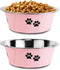 Stainless Steel Dog Bowls, Non-Slip Rubber Bottom, No Spill Proof Skid Metal Bowls for Large Medium Dogs