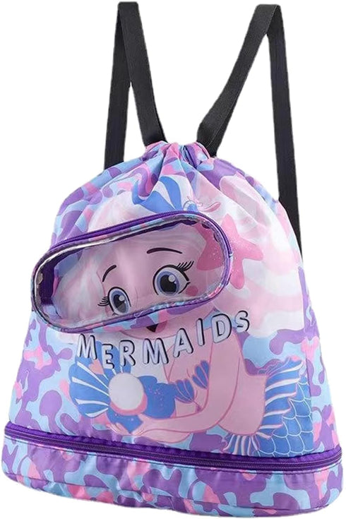 Kids Waterproof Dry Wet Swim Backpack, Sport Knapsack for Swimmers, Separated Sack