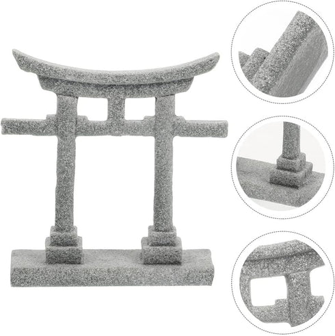 GANAZONO Japanese Shinto Shrine Torii Gate Miniature Ornament for Fish Tank Decoration