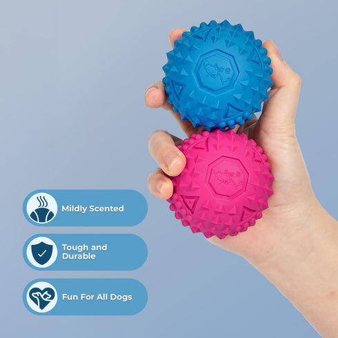 Best Pet Supplies Squeaky Rubber Dog Toy, Ideal for Chewers, Pack of 4 (Fuchsia, Green, Blue, Orange), Medium 2.5"