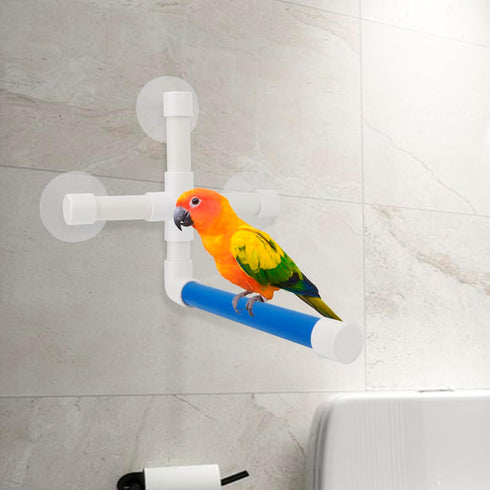 Hypeety Bird Parrot Stand Perch - Portable Suction Cup Shower Perch Toy for Parakeet Bath Stands (3 Suction Cups)
