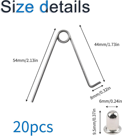 INCREWAY Tent Pole Clips, 20PCS Kayak Paddle Spring Snap Clips for Camping, 6mm Button