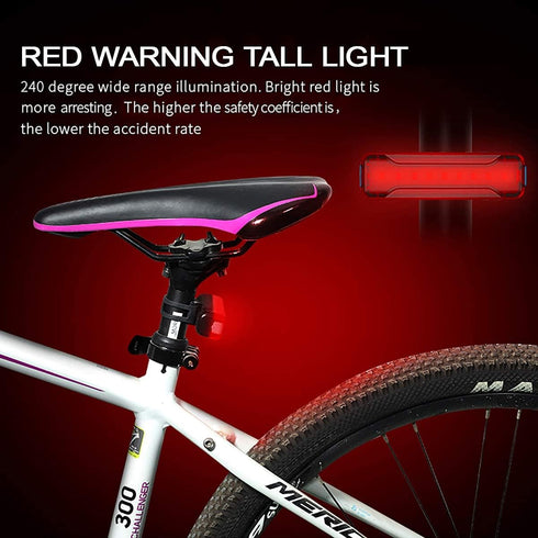USB Rechargeable Bike Tail Light 2 Pack, Ultra Bright LED Rear Light, 50 Hours Runtime, 5 Light Modes, IPX5 Waterproof