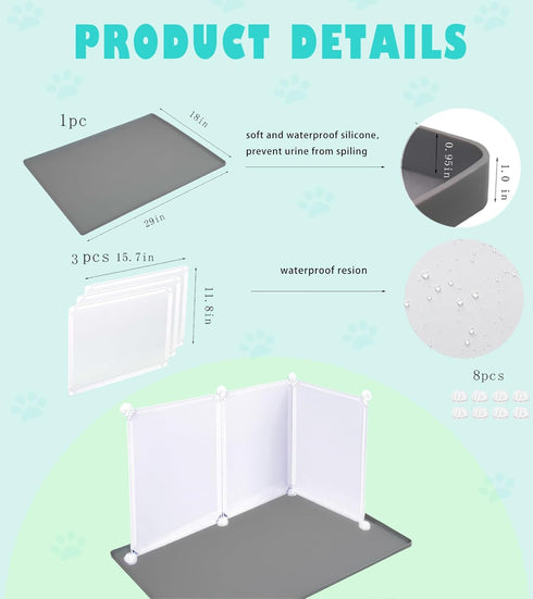 Dog Litter Box with High Walls, Indoor Potty for Small and Medium Dogs, No Spill Holder Tray for Easy Cleaning