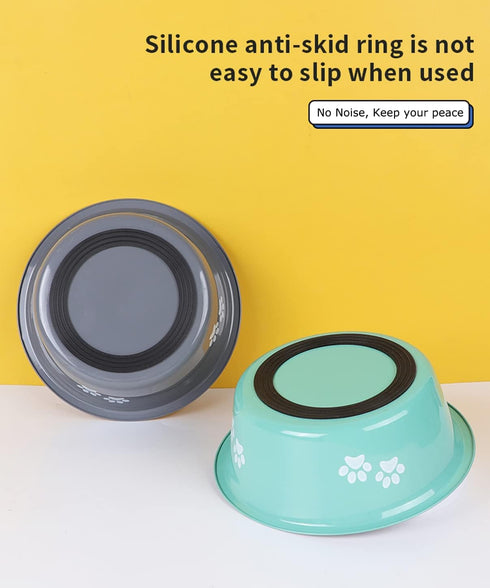 YUDANSI Dog Bowls 2 Pack, Non-Slip Silicone Sole, Stainless Steel Elevated Feeder for Small Medium Dogs (3.6 Cups)