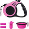 Retractable Dog Leash Automatic Telescopic Tape, 10/16 FT Durable with Folding Bowl and Rubbish Bags