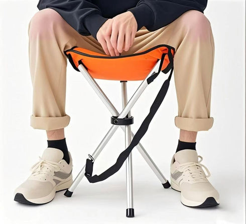 OVINEG Stool,16.5" Folding Camping Folding Camping Chairs,Portable Tripod Seat,Outdoor Travel Tall Chair for Camping