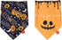 2 Pack Halloween Dog Bandanas with Bell, Pet Holiday Pumpkin Ghost Themed Pattern Triangle Bibs Dog Fall Scarf Accessories Premium Durable Fabric Washable Cotton Pet Neckerchief for Cats Dogs Costume
