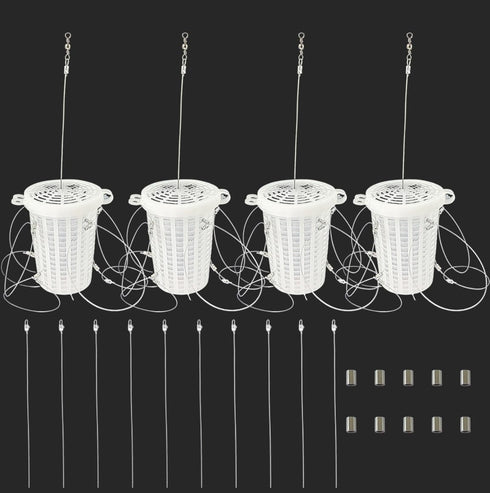Ajqxh 4Pack Crab Trap for Fishing Pole with 8 Loops,Crab Snare Traps for