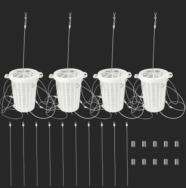 Ajqxh 4Pack Crab Trap for Fishing Pole with 8 Loops,Crab Snare Traps for